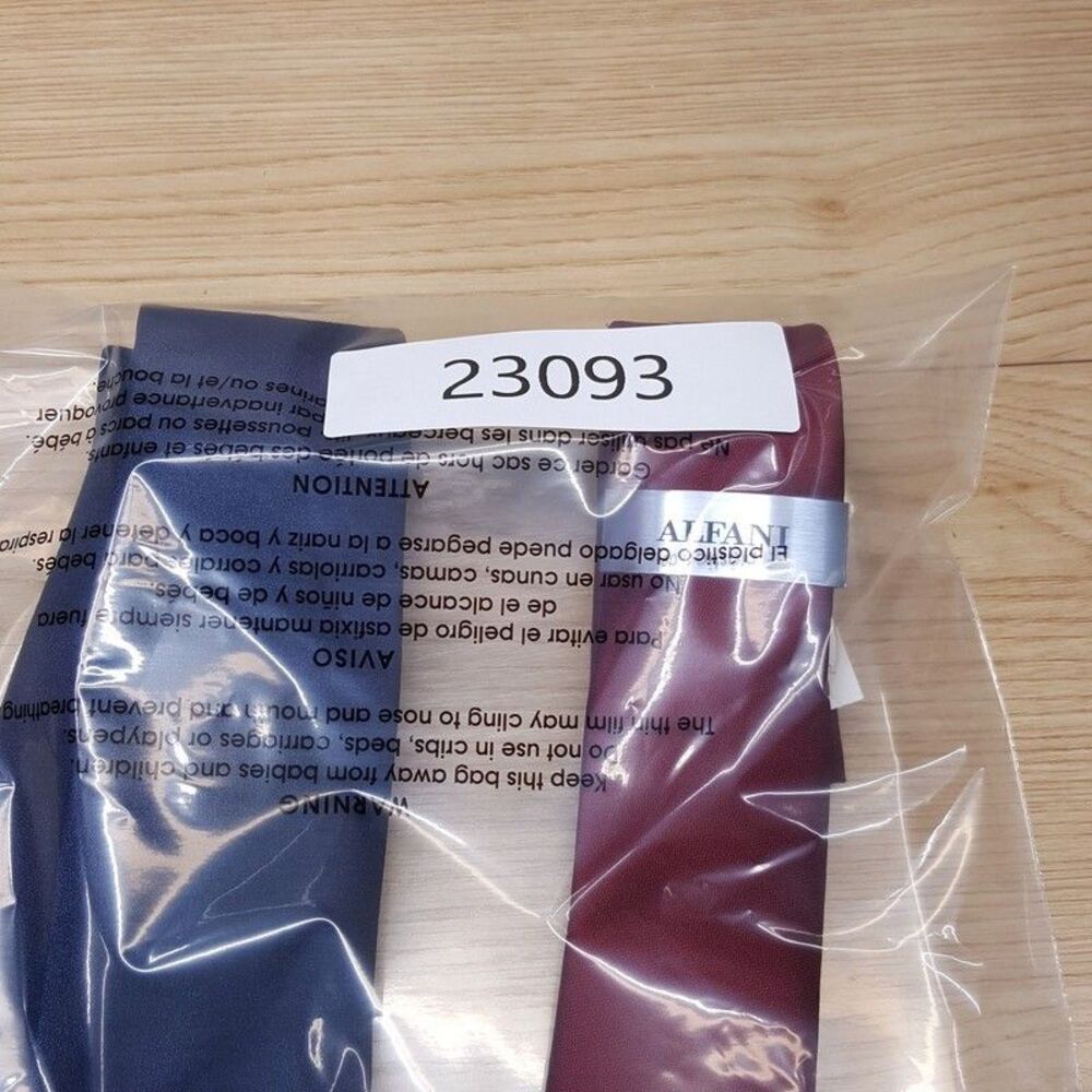 BAR ALFANI Mens Neck Tie Solid Navy Burgundy Slim Skinny Maroon Lot of 2 Necktie - Picture 6 of 6
